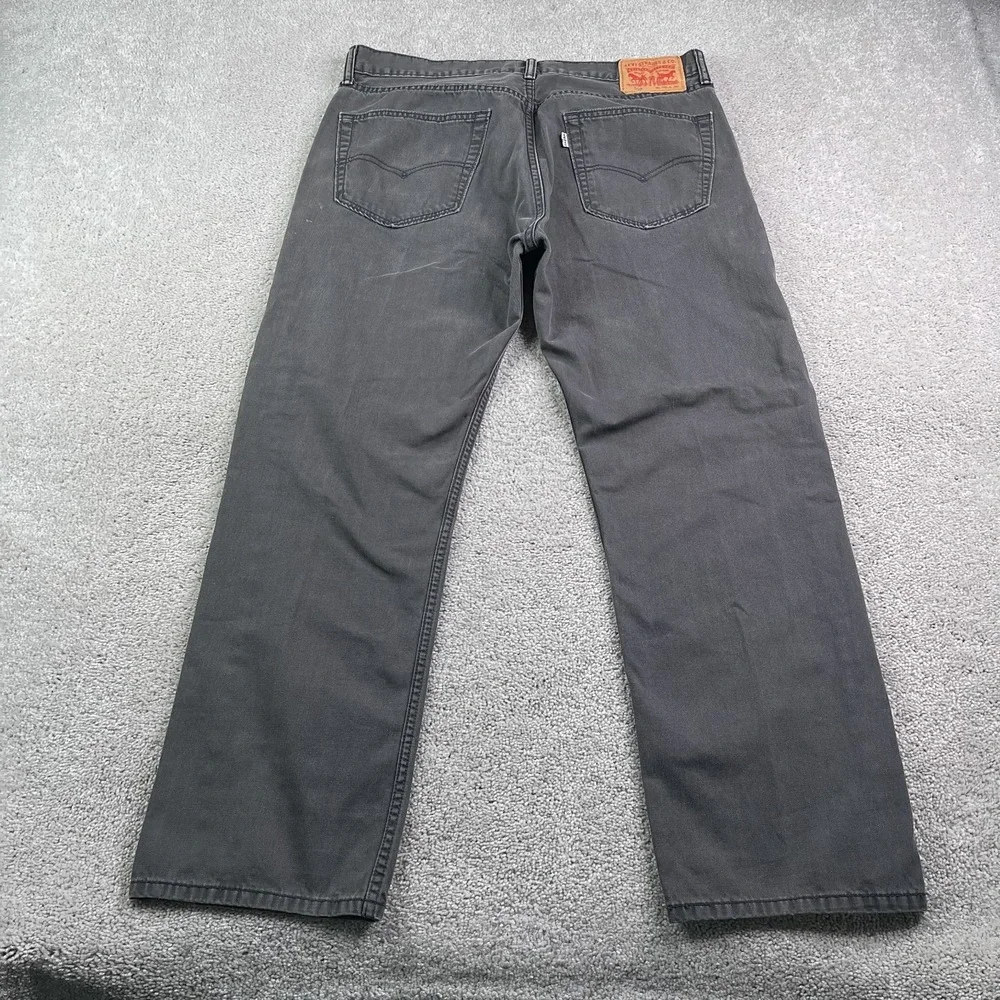 Levis 505‎ Jeans Mens 36x30 Grey Regular Straight Leg Cotton Denim White Tab